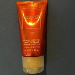 Bath & Body Works STRAWBERRY POUND CAKE Travel Size Cream 2.5oz NEW
